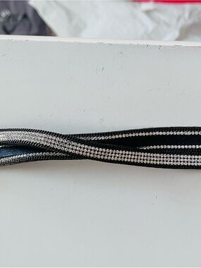 Black Rhinestone Criss Cross Wrap Bracelet - Womens Jewelry
